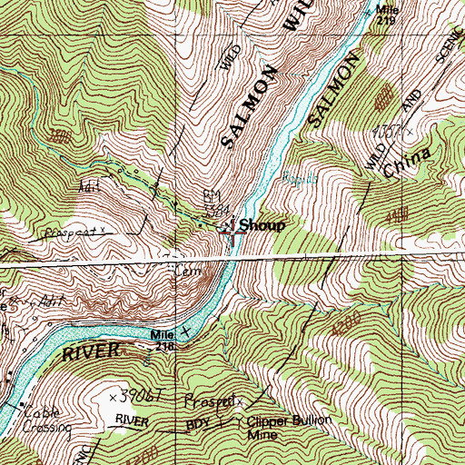 Topographic Map of Boulder Creek, ID