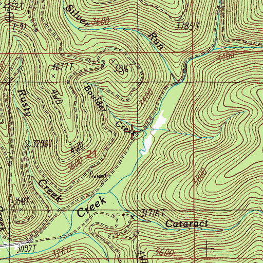 Topographic Map of Boulder Creek, ID