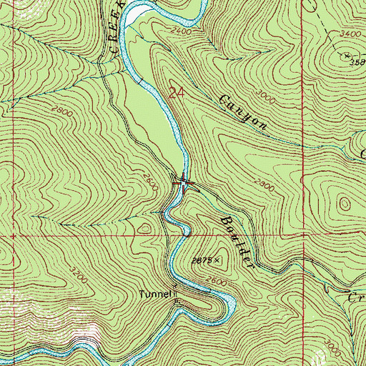 Topographic Map of Boulder Creek, ID