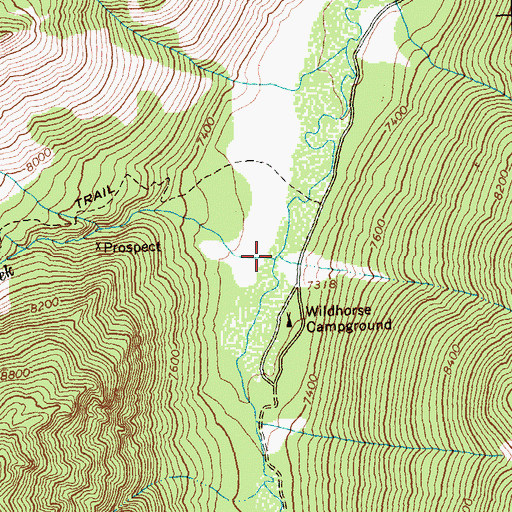 Topographic Map of Boulder Creek, ID