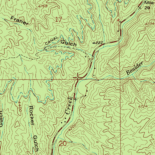 Topographic Map of Boulder Creek, ID