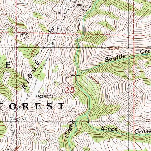 Topographic Map of Boulder Creek, ID