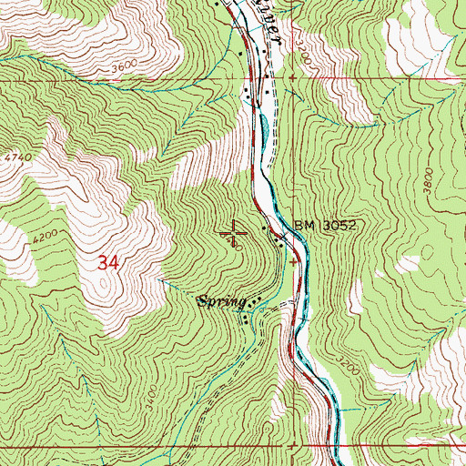 Topographic Map of Boulder Creek, ID