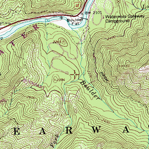 Topographic Map of Boulder Creek, ID