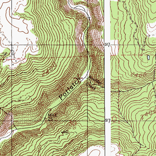 Topographic Map of Boulder Creek, ID