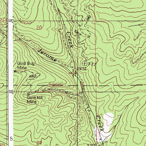 Topographic Map of Boulder Creek, ID