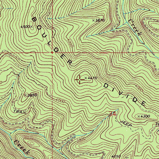 Topographic Map of Boulder Divide, ID