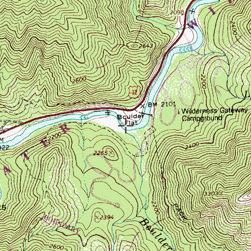Topographic Map of Boulder Flat, ID