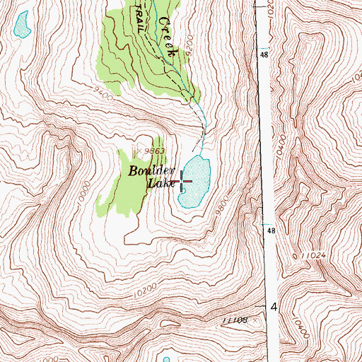 Topographic Map of Boulder Lake, ID