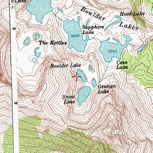 Topographic Map of Boulder Lake, ID