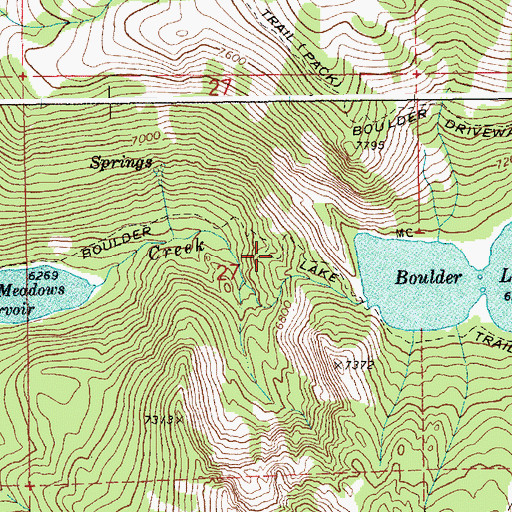 Topographic Map of Boulder Lake Trail, ID