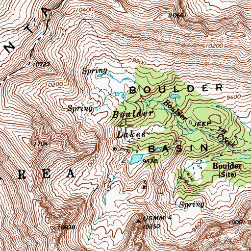 Topographic Map of Boulder Lakes, ID