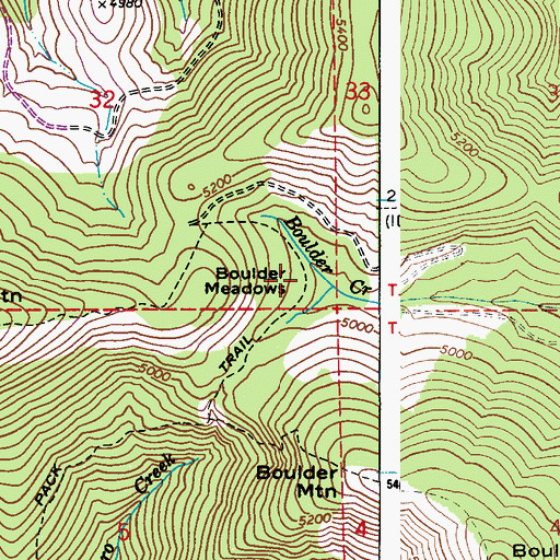 Topographic Map of Boulder Meadows, ID
