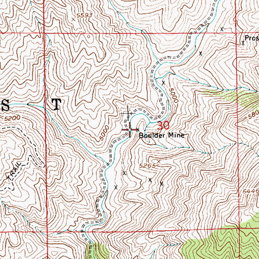 Topographic Map of Boulder Mine, ID