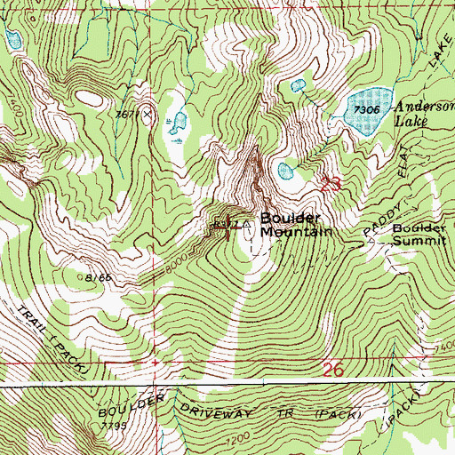Topographic Map of Boulder Mountain, ID