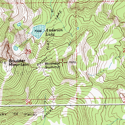 Topographic Map of Boulder Summit, ID