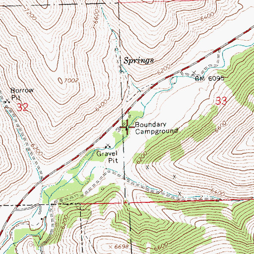 Topographic Map of Boundary Campground, ID