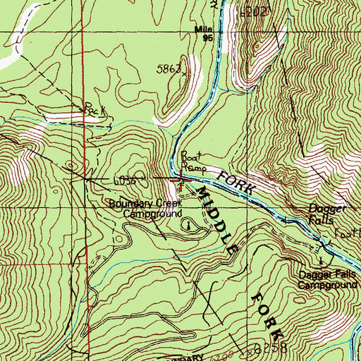 Topographic Map of Boundary Creek, ID