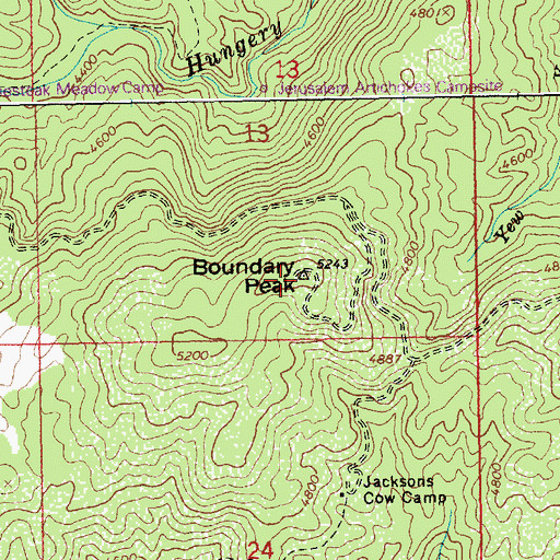 Topographic Map of Boundary Peak, ID