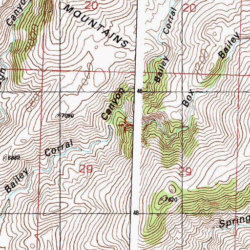 Topographic Map of Box Bailey Corral Canyon, ID