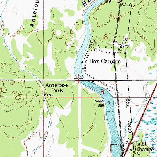 Topographic Map of Box Canyon, ID