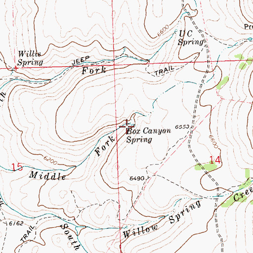 Topographic Map of Box Canyon Spring, ID