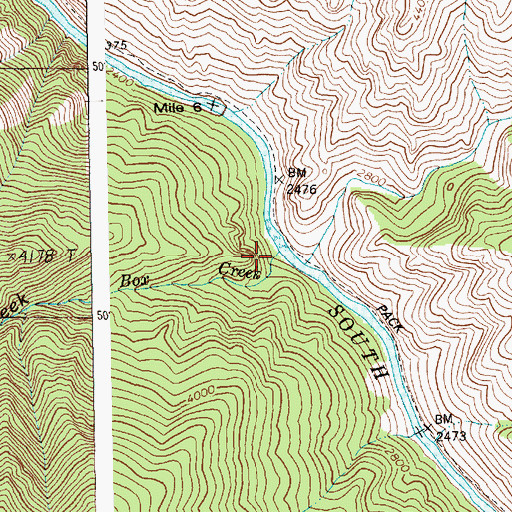 Topographic Map of Box Creek, ID