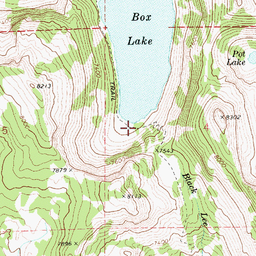 Topographic Map of Box Lake Trail, ID