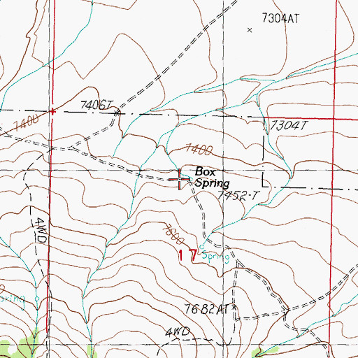 Topographic Map of Box Spring, ID