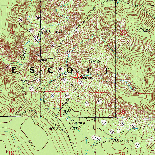 Topographic Map of Golden Bucksin Mine, AZ