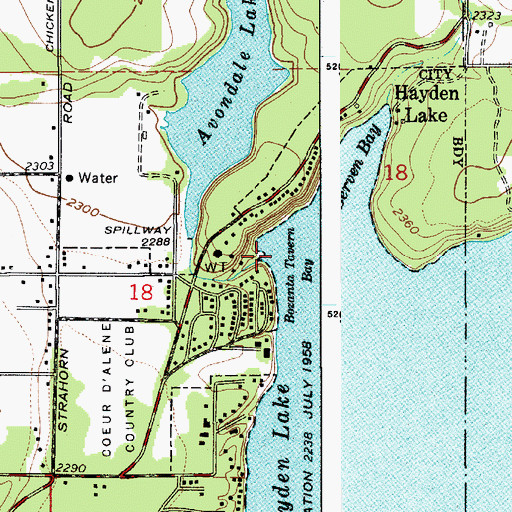 Topographic Map of Bozanta Tavern Bay, ID