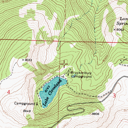 Topographic Map of Brackenbury Campground, ID