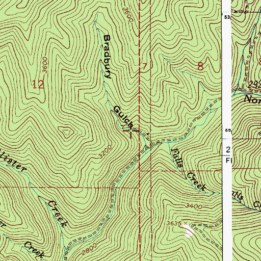 Topographic Map of Bradbury Gulch, ID