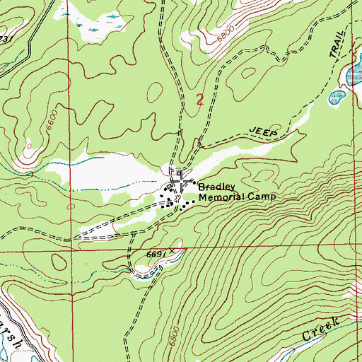 Topographic Map of Bradley Memorial Camp, ID
