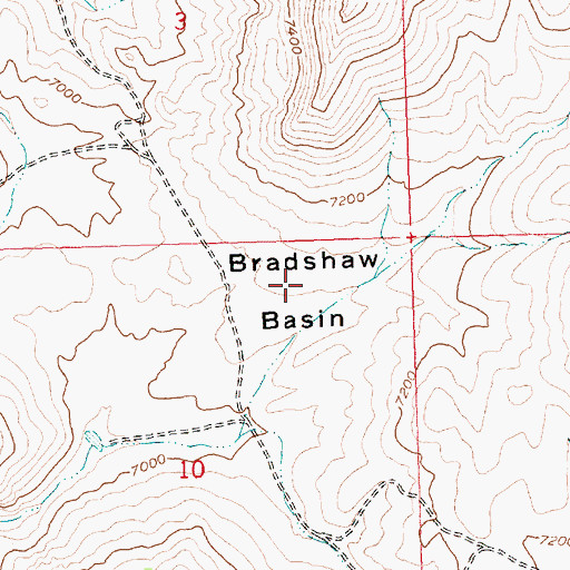 Topographic Map of Bradshaw Basin, ID
