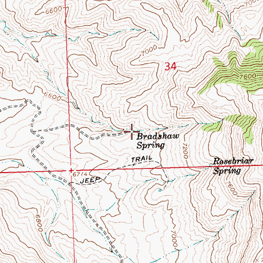 Topographic Map of Bradshaw Spring, ID