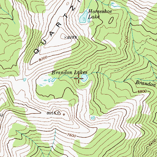 Topographic Map of Brandon Lakes, ID