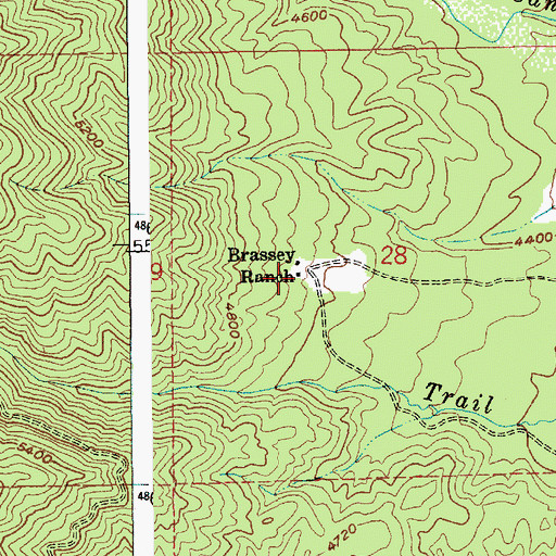 Topographic Map of Brassey Ranch, ID