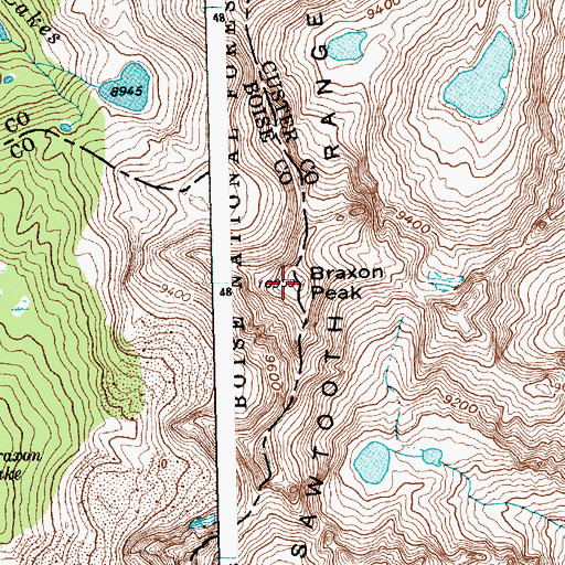 Topographic Map of Braxon Peak, ID