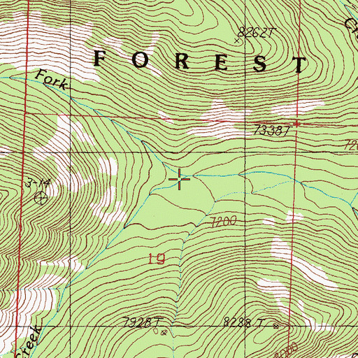 Topographic Map of Bray Creek, ID