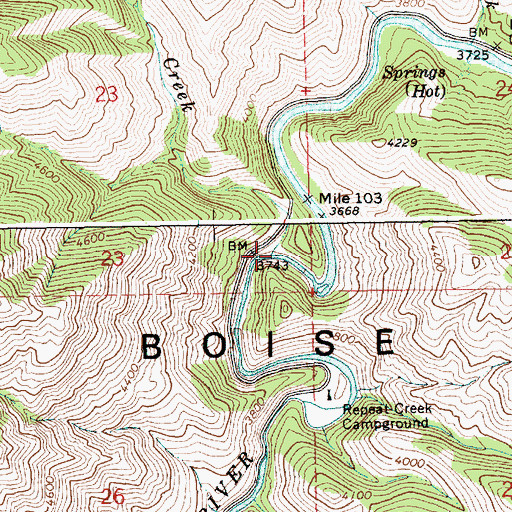 Topographic Map of Breadwinner Creek, ID