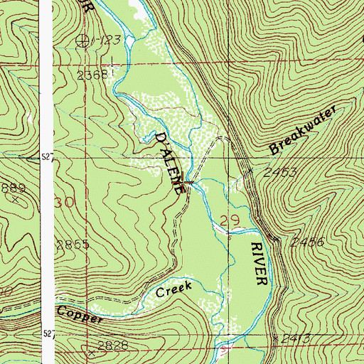 Topographic Map of Breakwater Creek, ID
