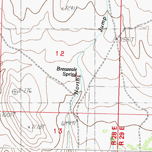 Topographic Map of Breazeale Spring, ID