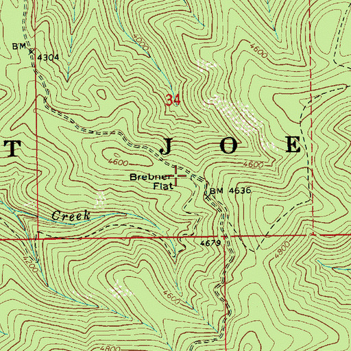 Topographic Map of Brebner Flat, ID