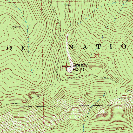 Topographic Map of Breezy Point, ID