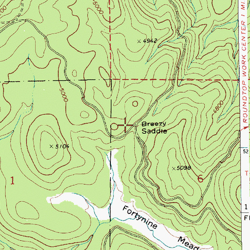 Topographic Map of Breezy Saddle, ID