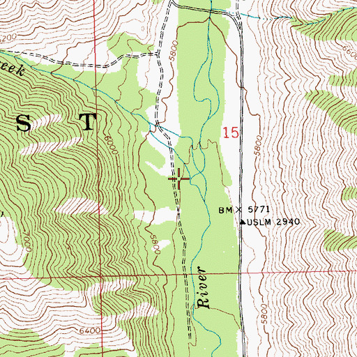 Topographic Map of Bridge Creek, ID