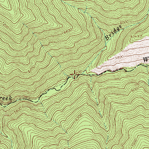 Topographic Map of Bridge Creek, ID