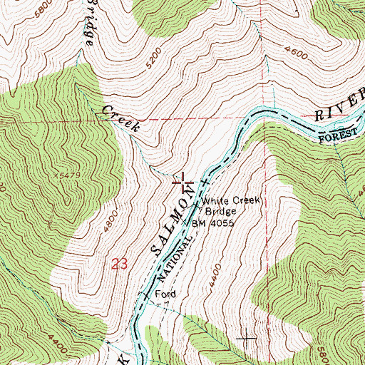 Topographic Map of Bridge Creek, ID