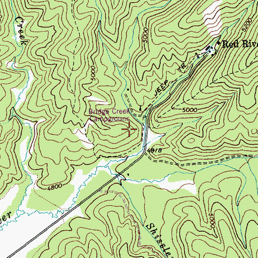 Topographic Map of Bridge Creek, ID